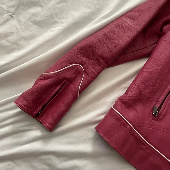 extasy fuschia pink leather moto jacket - Picture 13 of 14